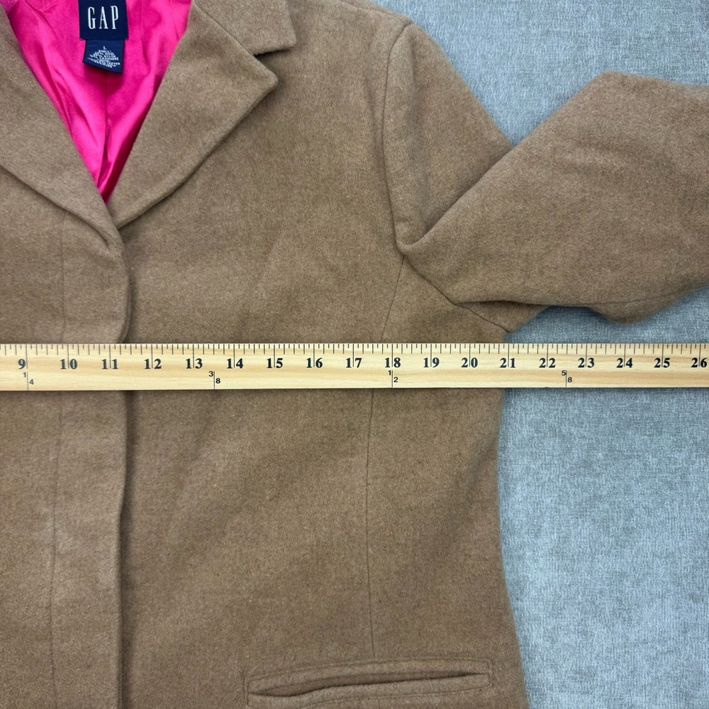 GAP Wool/Cashmere Camel long coat w/Pink Lining Women’s size large - Picture 8 of 10